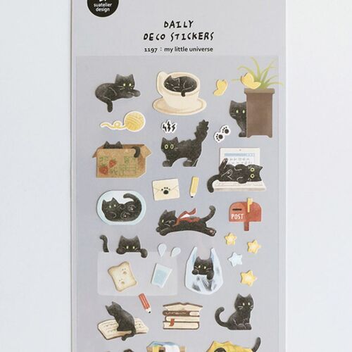 Playful Black Cat Deco Sticker - Image 3