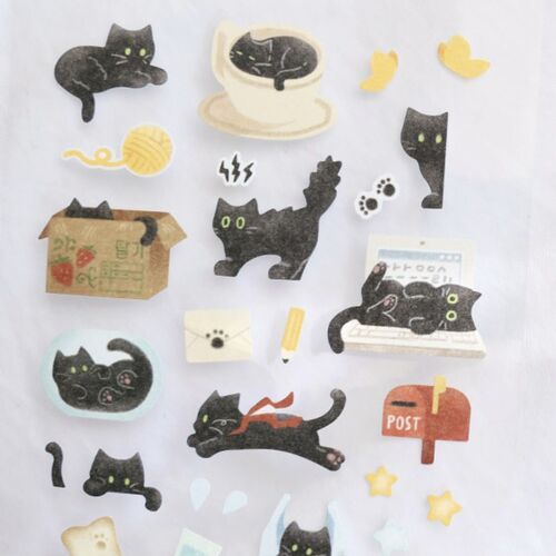 Playful Black Cat Deco Sticker - Image 7
