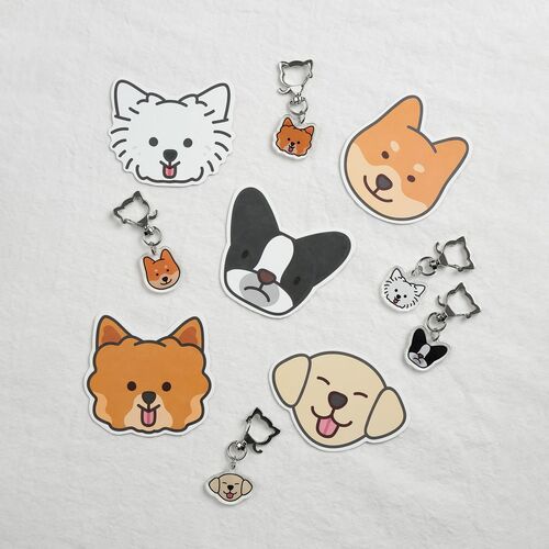 Dog Face Acrylic Key Ring - Image 17