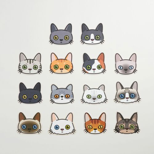 10pcs Mini Cat Face Card Set - Image 1