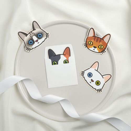 10pcs Mini Cat Face Card Set - Image 4