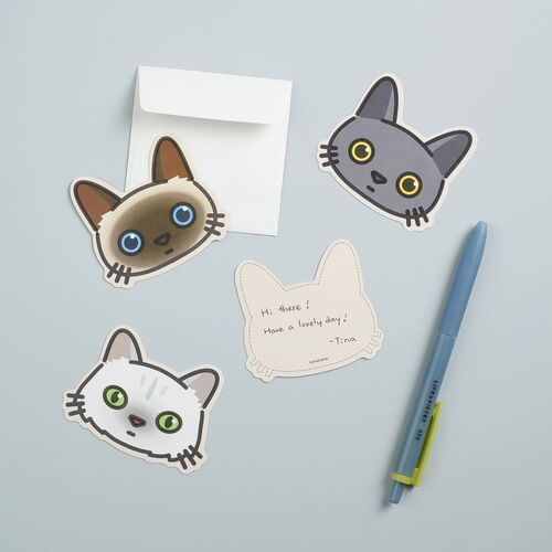 10pcs Mini Cat Face Card Set - Image 3