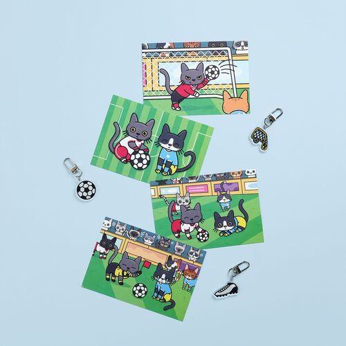 Lana & Tuxedo Cat Soccer Postcard