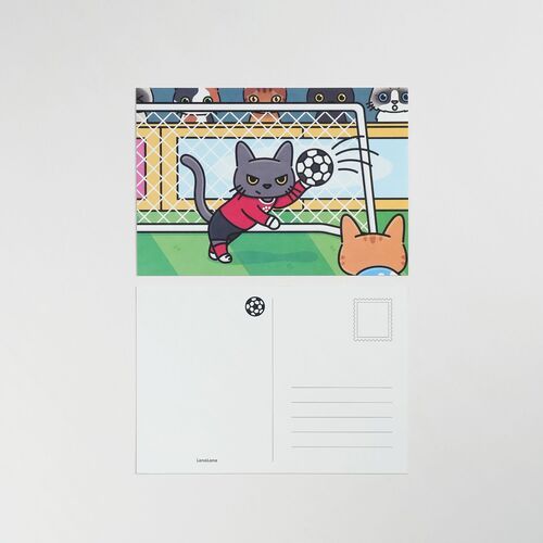 Lana & Tuxedo Cat Soccer Postcard - Image 4