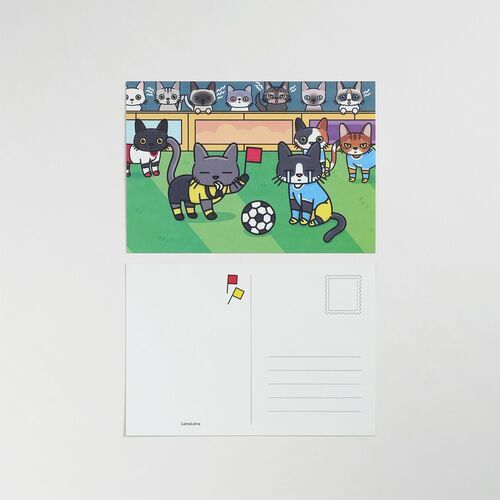 Lana & Tuxedo Cat Soccer Postcard - Image 5