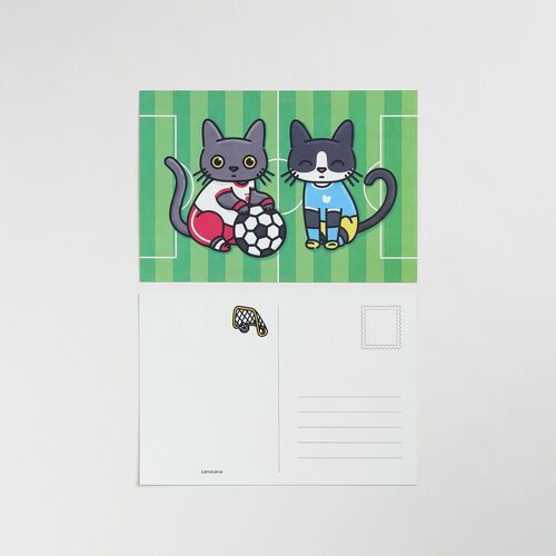 Lana & Tuxedo Cat Soccer Postcard - Image 6