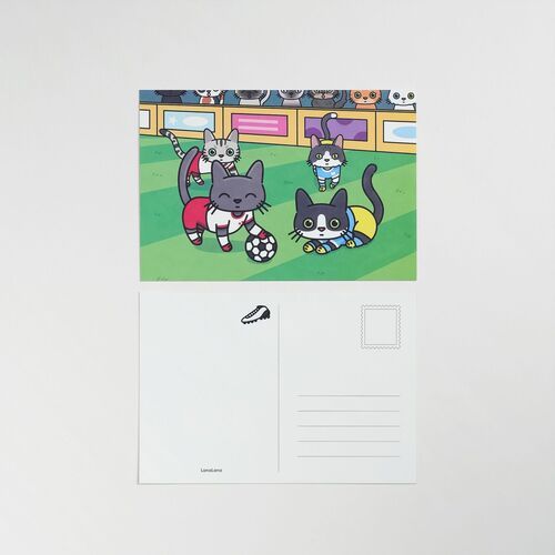 Lana & Tuxedo Cat Soccer Postcard - Image 3