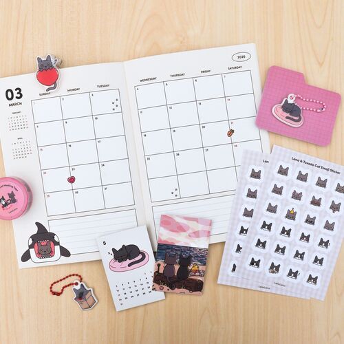 Lana Cat 2026 Monthly Stationery Gift Set (8pcs) - Image 2