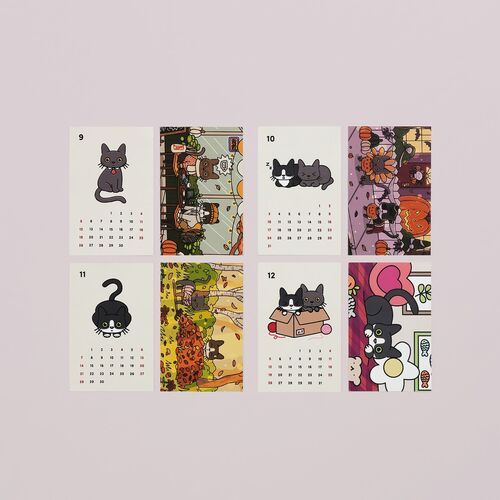 2027 Lana & Tuxedo Cat Mini Calendar Sheets - Image 6