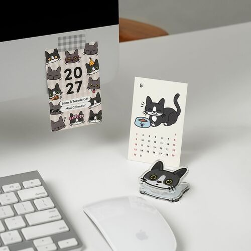 2027 Lana & Tuxedo Cat Mini Calendar Sheets