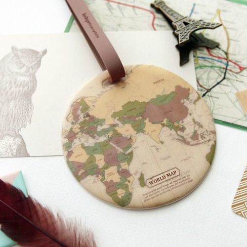 World Map Travel Tag