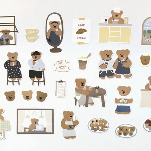 28pcs Bear Cafe Tour Sticker Set - Image 2