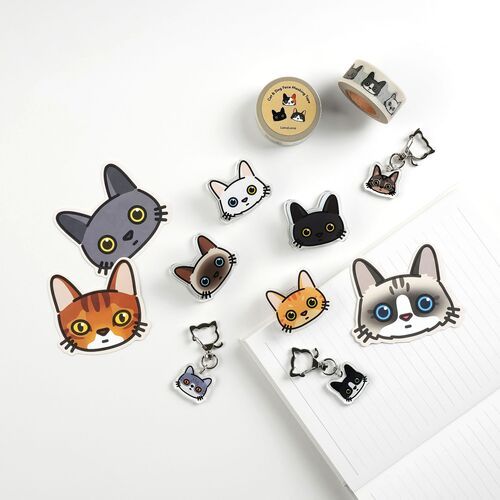 Cat Face Double-sided Acrylic Clip - Image 9