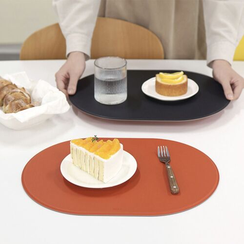 Reversible Two-Tone Flat Vegan Leather Tray