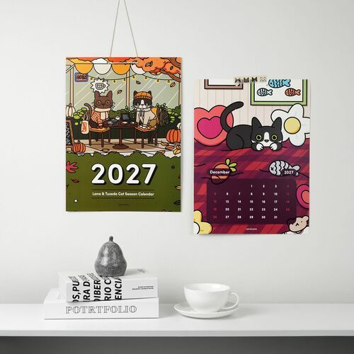 2027 Lana & Tuxedo Cat Wall Calendar
