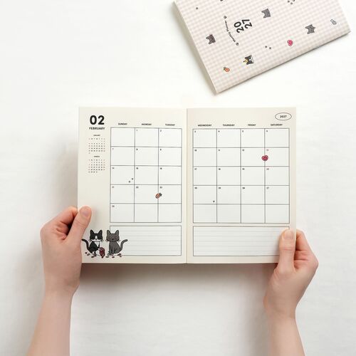 2027 Lana & Tuxedo Cat Monthly Planner