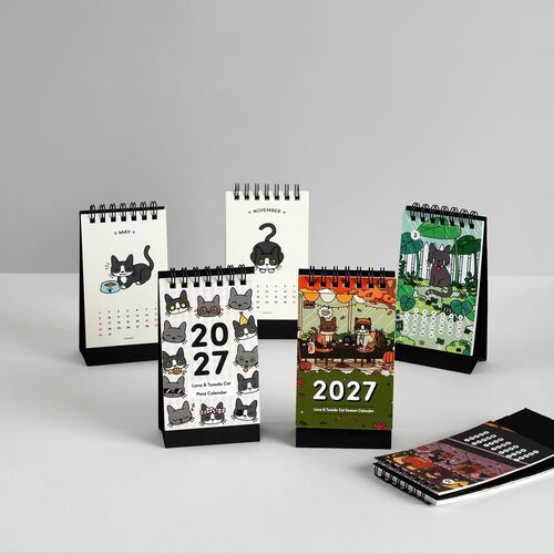 2027 Lana & Tuxedo Cat Mini Desk Calendar