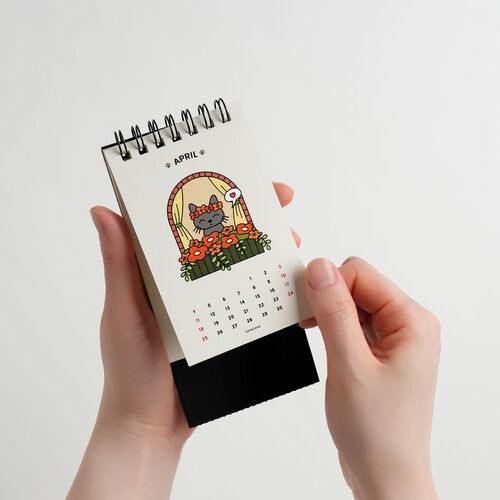 2027 Lana & Tuxedo Cat Mini Desk Calendar - Image 2
