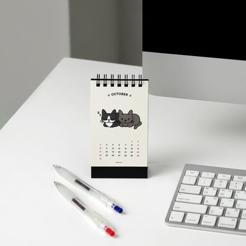 2027 Lana & Tuxedo Cat Mini Desk Calendar - Image 3