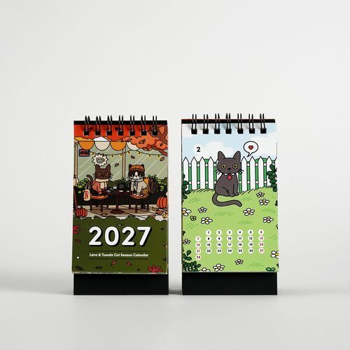 2027 Lana & Tuxedo Cat Mini Desk Calendar - Image 9