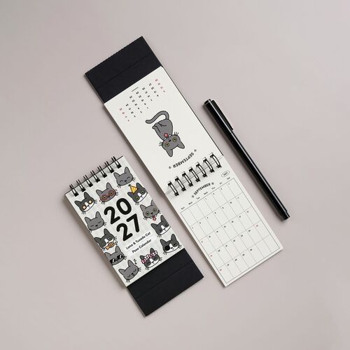 2027 Lana & Tuxedo Cat Mini Desk Calendar - Image 5