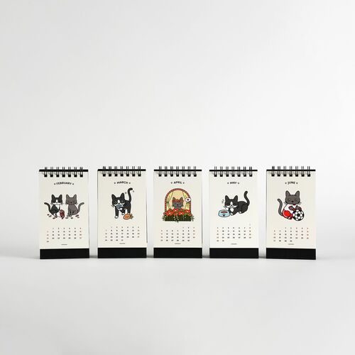 2027 Lana & Tuxedo Cat Mini Desk Calendar - Image 7