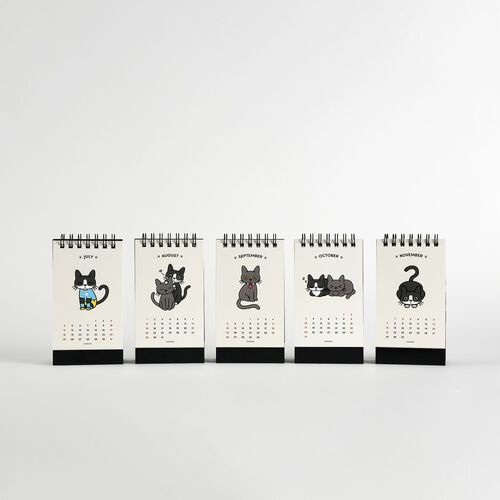 2027 Lana & Tuxedo Cat Mini Desk Calendar - Image 8