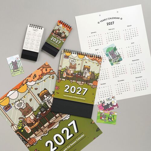 2027 Lana & Tuxedo Cat Mini Desk Calendar - Image 14