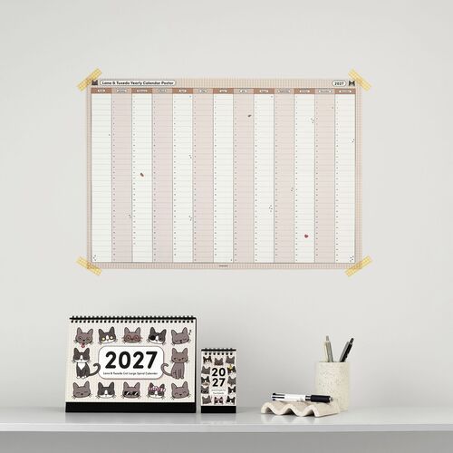 2027 Lana & Tuxedo Cat Mini Desk Calendar - Image 16