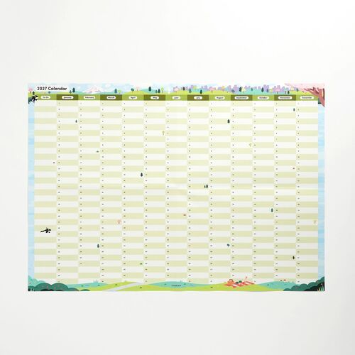 The full Horizontal layout is shown clearly, with all twelve months running left to right beneath a Seattle landscape.