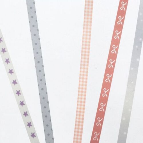 The image showcases a collection of long, slim sticky notes with delicate, colorful patterns, emphasizing their decorative versatility.