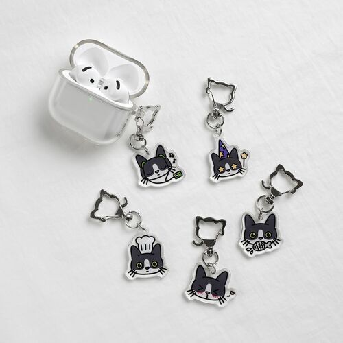 Tuxedo Cat Emoji Acrylic Key Ring v2