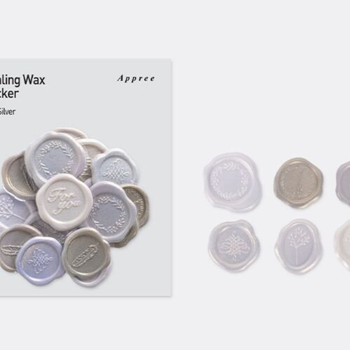 A neatly arranged collection of 18 self-adhesive sealing wax stickers in six pastel shades, showcasing intricate embossed designs on glossy surfaces.