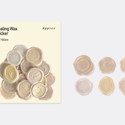 A neatly arranged display of 18 self-adhesive sealing wax stickers in pastel shades, showcasing their embossed floral and inspirational designs.