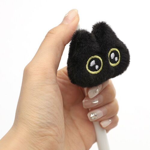 Fluffy Black Cat Gel Pen - Image 3