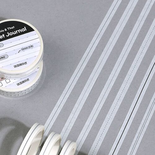 Multiple rolls and extended strips reveal the assortment of simple geometric tracker designs available.