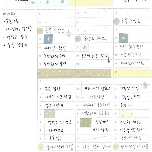 Handwritten planner entries sit beneath Flower Field tape, demonstrating how the translucent design works with everyday notes.