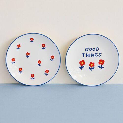 2pcs Good Things Flower Plate Set