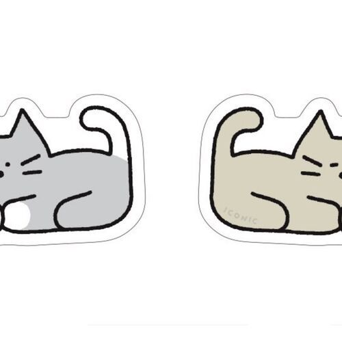 Gray presents a lounging gray cat with a second unique illustration visible beside it.