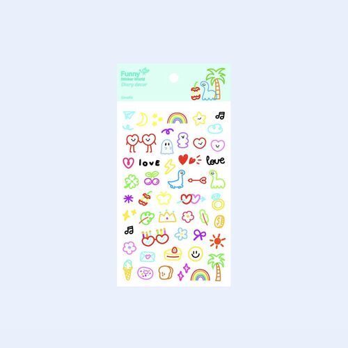 Neon Doodle Friends Sticker - Image 3
