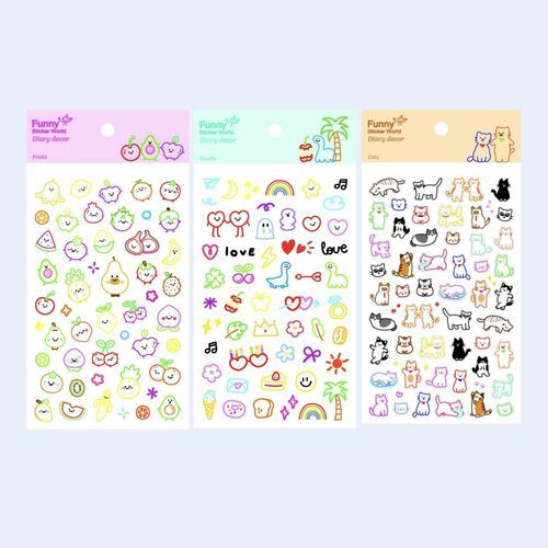Neon Doodle Friends Sticker