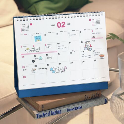 An open February 2027 page shows a spacious monthly grid with room for handwritten notes.
