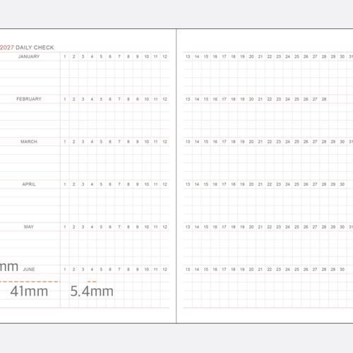The daily check layout organizes dates across a grid, giving you a structured place for tracking routines.