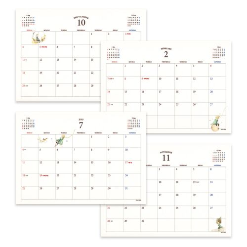 A dated monthly page appears beside blank calendar pages, illustrating the scheduler’s two planning formats.