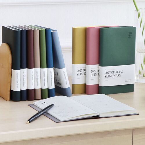 Yearly calendar pages for 2027 and 2028 provide a compact overview across two facing pages.