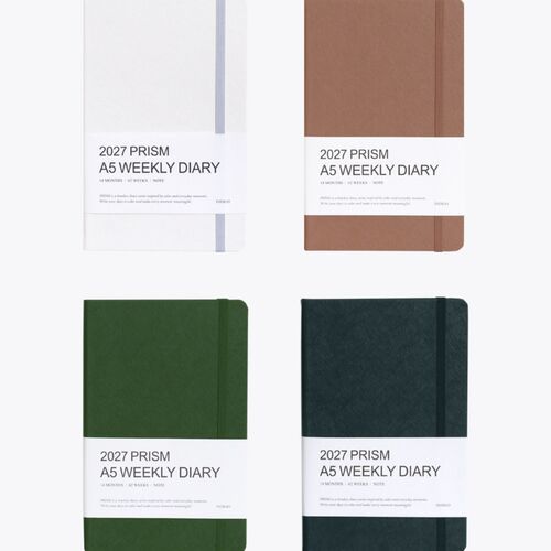 Yearly calendar pages for 2027 and 2028 provide a broad reference view across both facing pages.