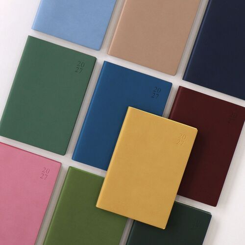Several color options are arranged in a neat grid, including Water Blue, Mustard, Navy, and Red Bean.