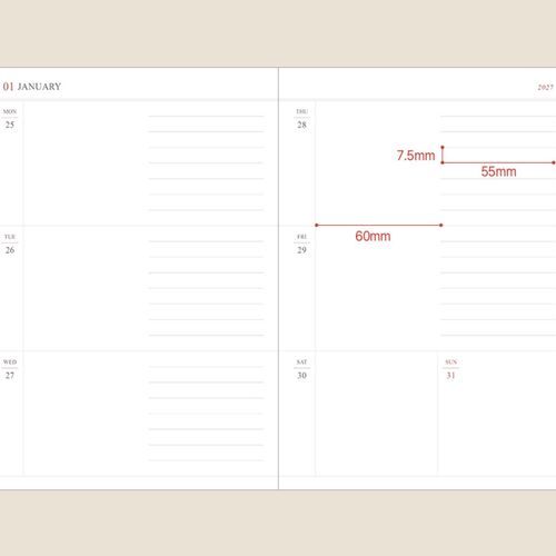 A second weekly spread displays handwritten appointments, lists, and personal notes across several days.
