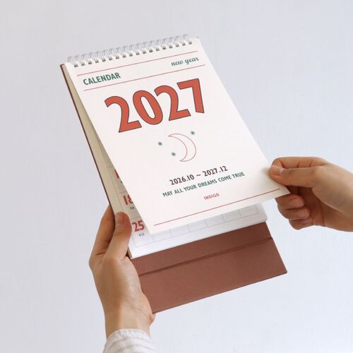 The angled cover highlights the oversized 2027 numerals, crescent moon detail, and printed date range.