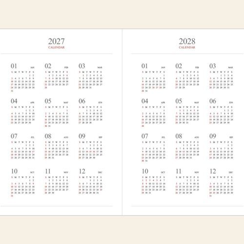 Dated weekly pages show separate writing sections for each day, with room for lists and timed reminders.